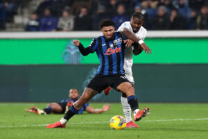 Il presunto fallo di Thuram su Ederson non fischiato da Massa.(Photo by Marco Luzzani/Getty Images)